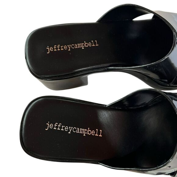 Jeffrey Campbell Bubblegum Shiny Black Chunky 90s Platform Slide Sandal Size 6 - Picture 7 of 11